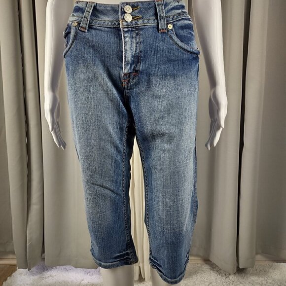 Vigoss Womens Cotton Blend 5 Pocket Blue Capri Jeans Style C1817J Size 11 - Picture 2 of 12